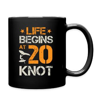 Life Begins At 20 Knots - Hydrofoil Wingfoil Surf - Tasse einfarbig - Schwarz - Rechts