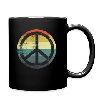Retro Vintage Design Friedenszeichen Peace Zeichen - Tasse einfarbig - Schwarz - Rechts
