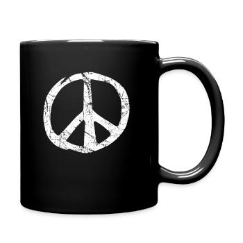 Retro Vintage Design Friedenszeichen Peace Zeichen - Tasse einfarbig - Schwarz - Rechts