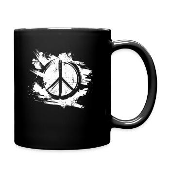 Retro Vintage Design Friedenszeichen Peace Zeichen - Tasse einfarbig - Schwarz - Rechts