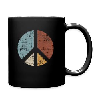 Retro Vintage Design Friedenszeichen Peace Zeichen - Tasse einfarbig - Schwarz - Rechts