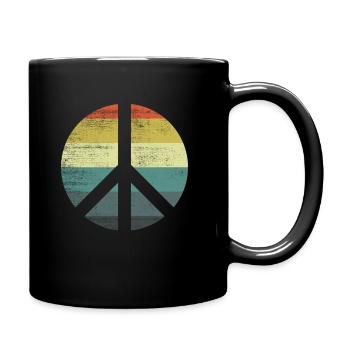 Retro Vintage Design Friedenszeichen Peace Zeichen - Tasse einfarbig - Schwarz - Rechts