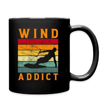 Wind Addict - Kite Surfing Kiteboard Windsurfing - Full Colour Mug - black - Right