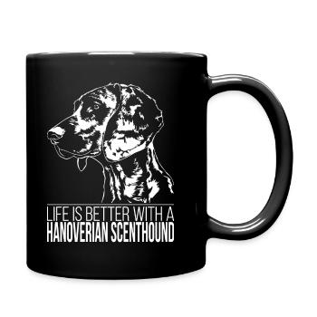 HANOVERIAN SCENTHOUND la vie est meilleure Hundespruch - Mug uni - noir - Droite