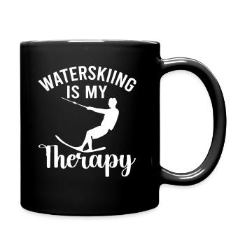 Water skiing - Waterskiing Is My Therapy - Full Colour Mug - black - Right