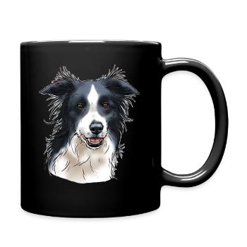 Border collie head (for dark textiles) - Full Colour Mug - black - Right
