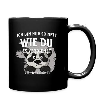 Panda Nett sein muss man sich verdienen - Tasse einfarbig - Schwarz - Rechts