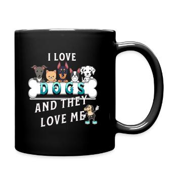 I Love Dog Ich liebe Hunde - Tasse einfarbig - Schwarz - Rechts