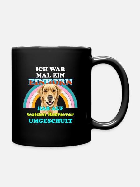 Hund Golden Retriever war Einhorn - Tasse einfarbig - Schwarz