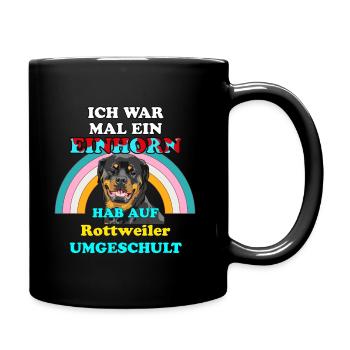 Rottweiler Hund war Einhorn Hundefreunde Hunde - Tasse einfarbig - Schwarz - Rechts