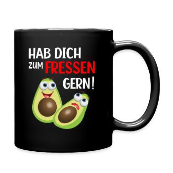 Avocado Vegan und Vegetarier Obsfreunde - Tasse einfarbig - Schwarz - Rechts