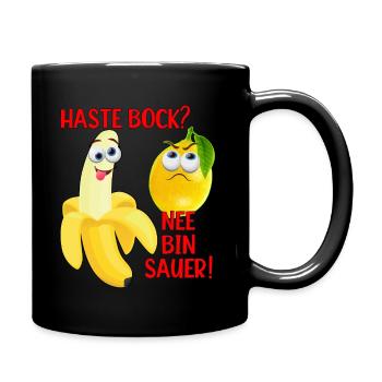 Vegane Banane und Zitrone Witzig Zitrone ist Sauer - Tasse einfarbig - Schwarz - Rechts