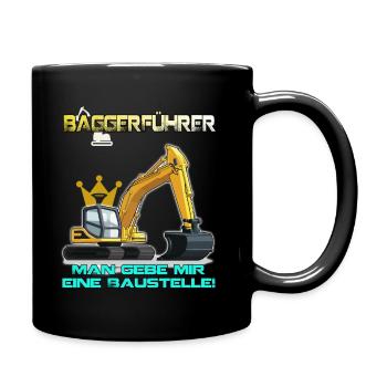 Baggerführer Baggerfahrer für die Baustelle Bagger - Tasse einfarbig - Schwarz - Rechts