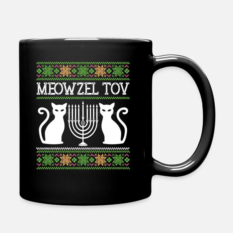 Chat juif de Hanoukka - Meowzel Tov - Mug uni - noir