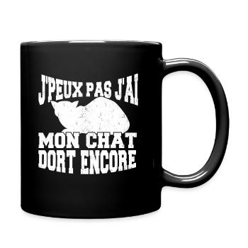 J'Peux Pas J'ai Mon Chat Dort Encore - Mug uni - noir - Droite