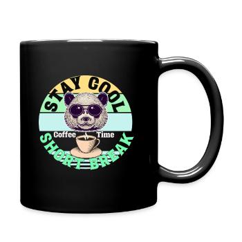 Kaffee Panda Coffee Break Time Kaffee Pause - Tasse einfarbig - Schwarz - Rechts