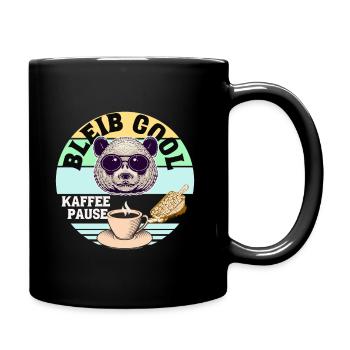 Kaffee Panda Coffee Break Time Kaffee Pause - Tasse einfarbig - Schwarz - Rechts