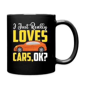 Slogan de dicton mécanicien - J’aime vraiment les voitures, - Mug uni - noir - Droite