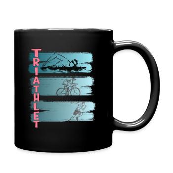 Triathlet tolles T-Shirt Triathleten Triathlon - Tasse einfarbig - Schwarz - Rechts