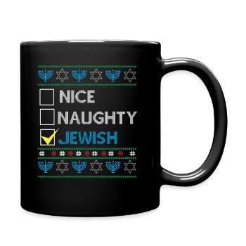 Hanukkah Jewish Ugly Christmas - Nice Naughty Jewi - Tasse einfarbig - Schwarz - Rechts