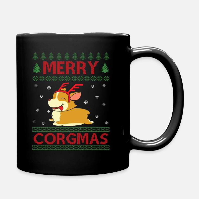 Merry Corgmas Dog Saying Ugly Christmas - Tasse einfarbig - Schwarz