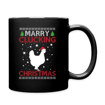 Chicken - Merry Clucking Christmas - Saying Ugly C - Full Colour Mug - black - Right
