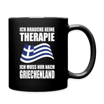 Griechenland Therapie Griechische Flagge Grieche - Tasse einfarbig - Schwarz - Rechts