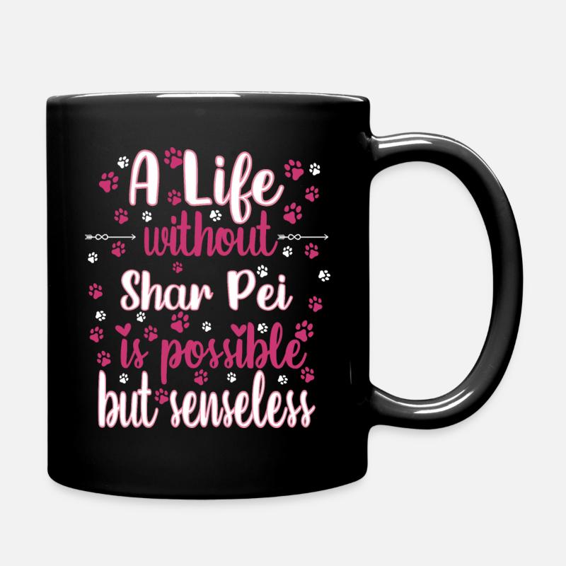 Leben Liebe Hunderasse Shar Pei Hund - Tasse einfarbig - Schwarz