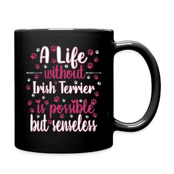 Leben Liebe Hunderasse Irish Terrier Hund - Tasse einfarbig - Schwarz - Rechts