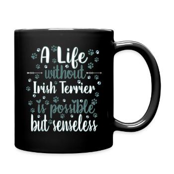 Leben Liebe Hunderasse Irish Terrier Hund - Tasse einfarbig - Schwarz - Rechts