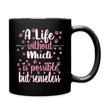 Hund Leben Liebe Hunderasse Mudi - Tasse einfarbig - Schwarz - Rechts