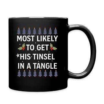 Christmas Most Likely To Get His Tinsel In A Tangl - Full Colour Mug - black - Right