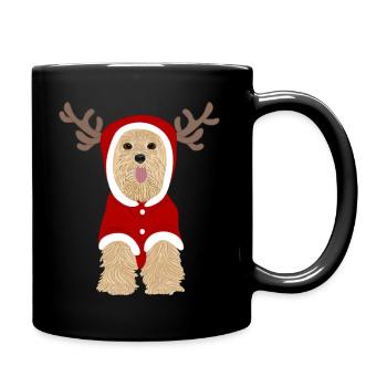 Yorkshire Terrier Hund Weihnachtsmann Anzug - Tasse einfarbig - Schwarz - Rechts