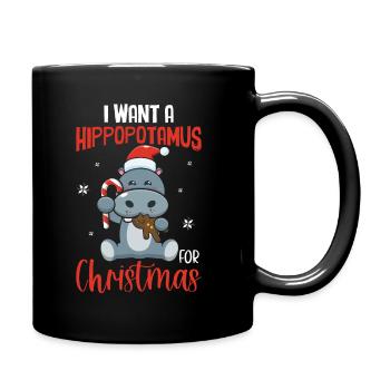 Citation de Noël - Je veux des hippopotames pour Noël Salut - Mug uni - noir - Droite
