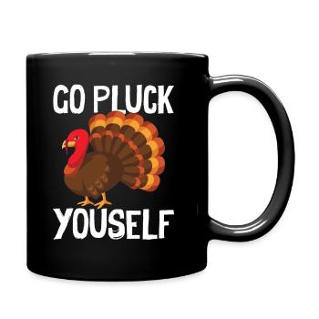 Happy Thanks Vegan - Turkey Go Pluck Yourself - Full Colour Mug - black - Right