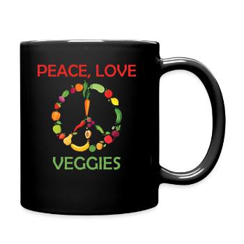 Vegan Gardening Quote Peace Love Veggies - Full Colour Mug - black - Right