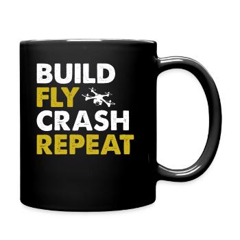 Drone Pilot Build Fly Crash Repeat Quadcopter Raci - Mug uni - noir - Droite