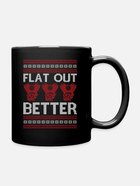 Ugly Christmas Engine Car Tuning - Flat Out Better - Full Colour Mug - black