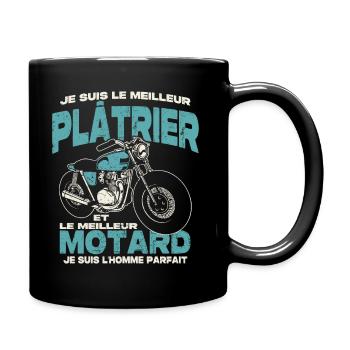 Le meilleur plâtrier et le meilleur motard - Mug uni - noir - Droite