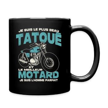 Le plus beau tatoué et le meilleur motard - Mug uni - noir - Droite