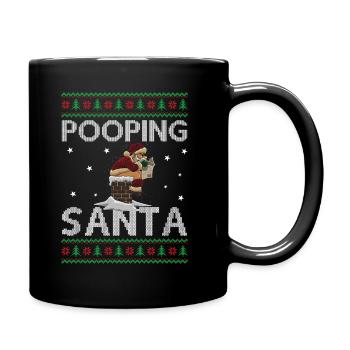 Caca Père Noël dans la cheminée - Noël moche - Mug uni - noir - Droite