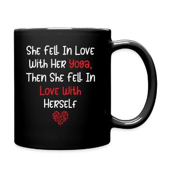 Valentine’s Day Yoga Saying Self Love - Tasse einfarbig - Schwarz - Rechts