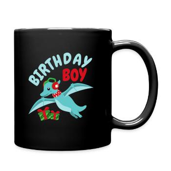 Weihnachten Dinosaurier Geburtstagskind Geburtstag - Tasse einfarbig - Schwarz - Rechts