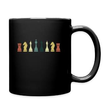 Schachfiguren Schachbrett Schachspieler Vintage - Tasse einfarbig - Schwarz - Rechts