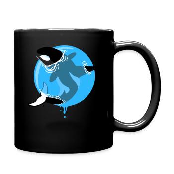 Orca im Wasserkreis - Tasse einfarbig - Schwarz - Rechts