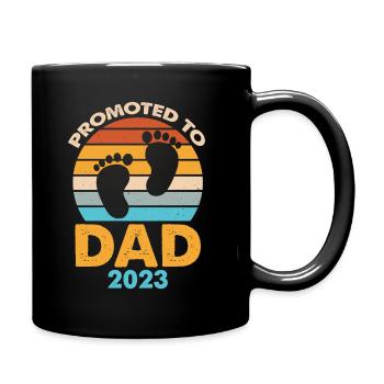 Promoted To Dad 2023 Retro Sunset - Full Colour Mug - black - Right