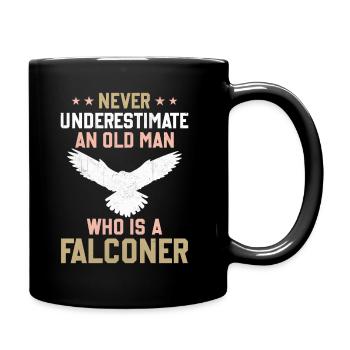 La fauconnerie ne sous-estime jamais un vieil homme qui est un f - Mug uni - noir - Droite