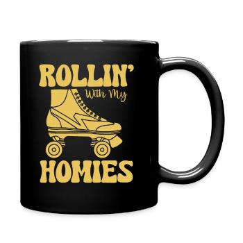Roller Skating - Rollin With My Homies - Tasse einfarbig - Schwarz - Rechts