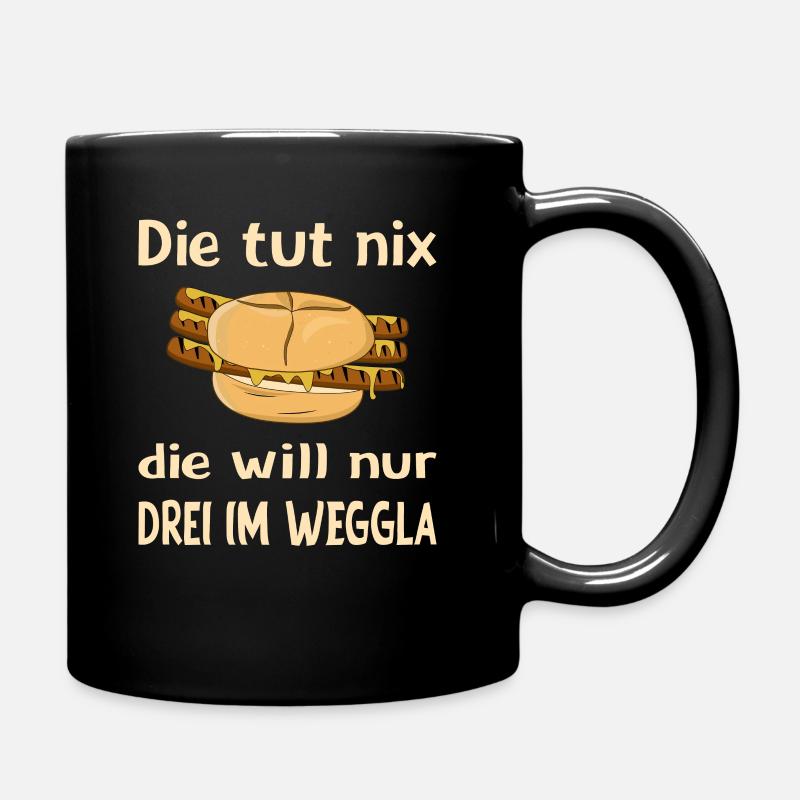 Die tut nix die will nur drei im Weggla Franken - Tasse einfarbig - Schwarz