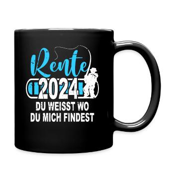 Rentner Angler Geschenk 2024 Angeln - Tasse einfarbig - Schwarz - Rechts